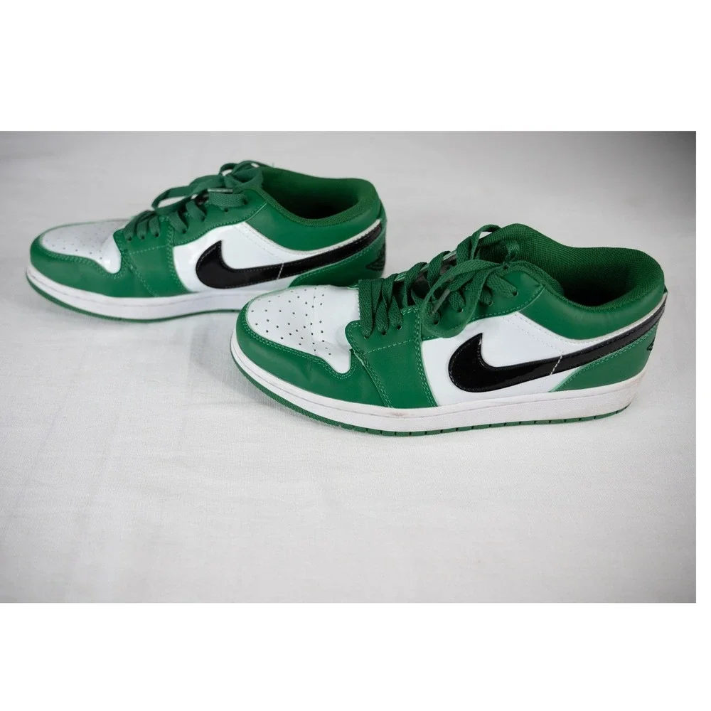 Nike Air Jordan 1 Low Mens Pine Green White Black Good 553558-301 size 8.5